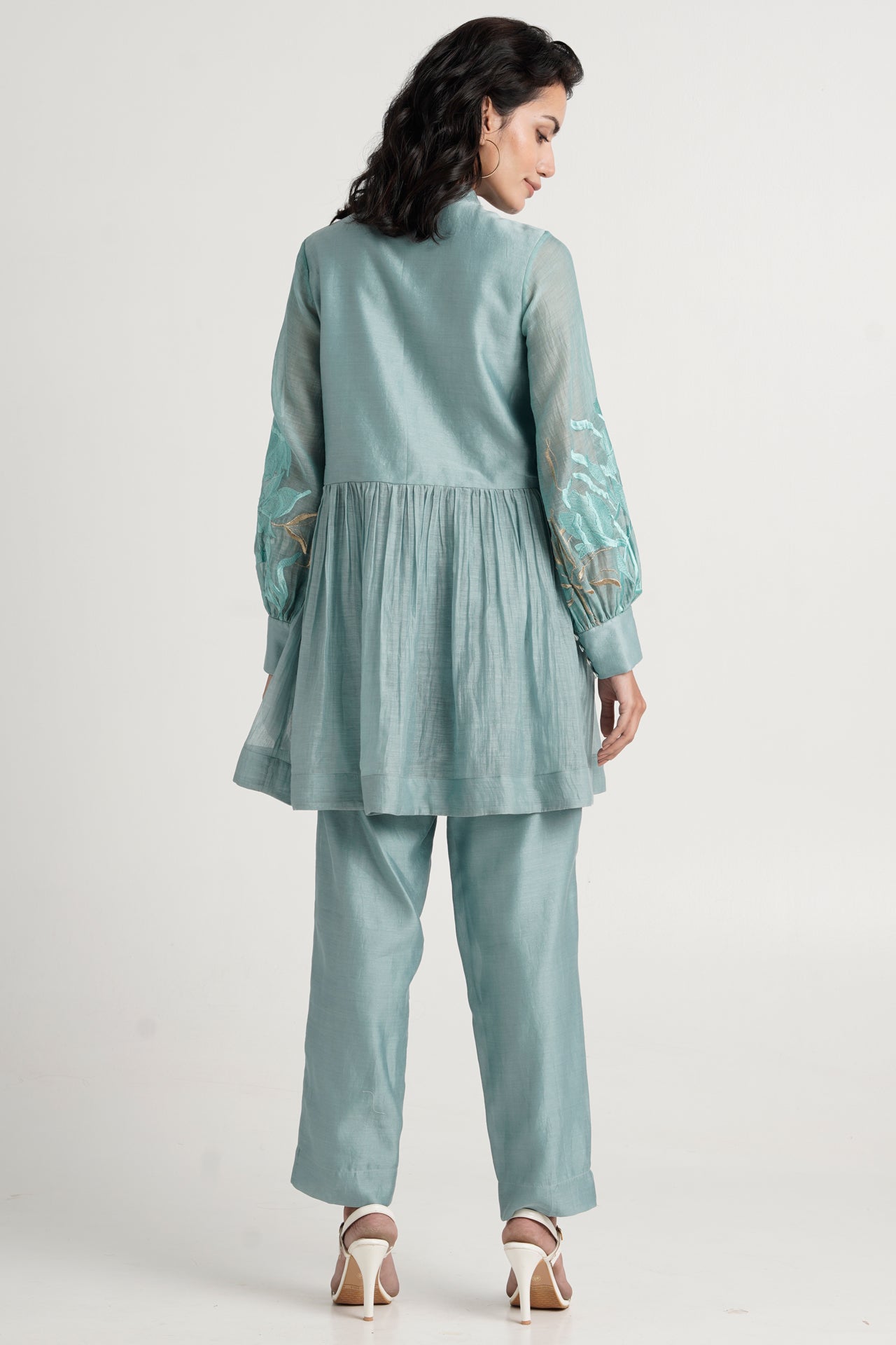 Aqua Abe 2.0 - Micro-gathered Peplum Tunic Set