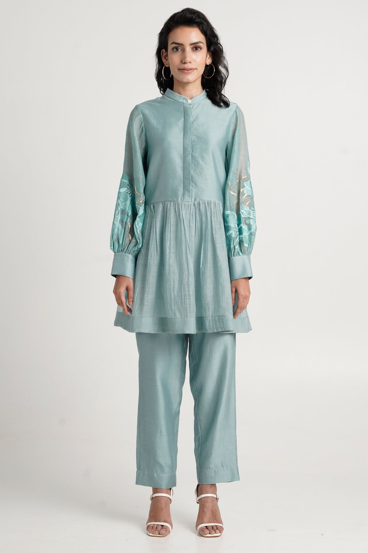 Aqua Abe 2.0 - Micro-gathered Peplum Tunic Set
