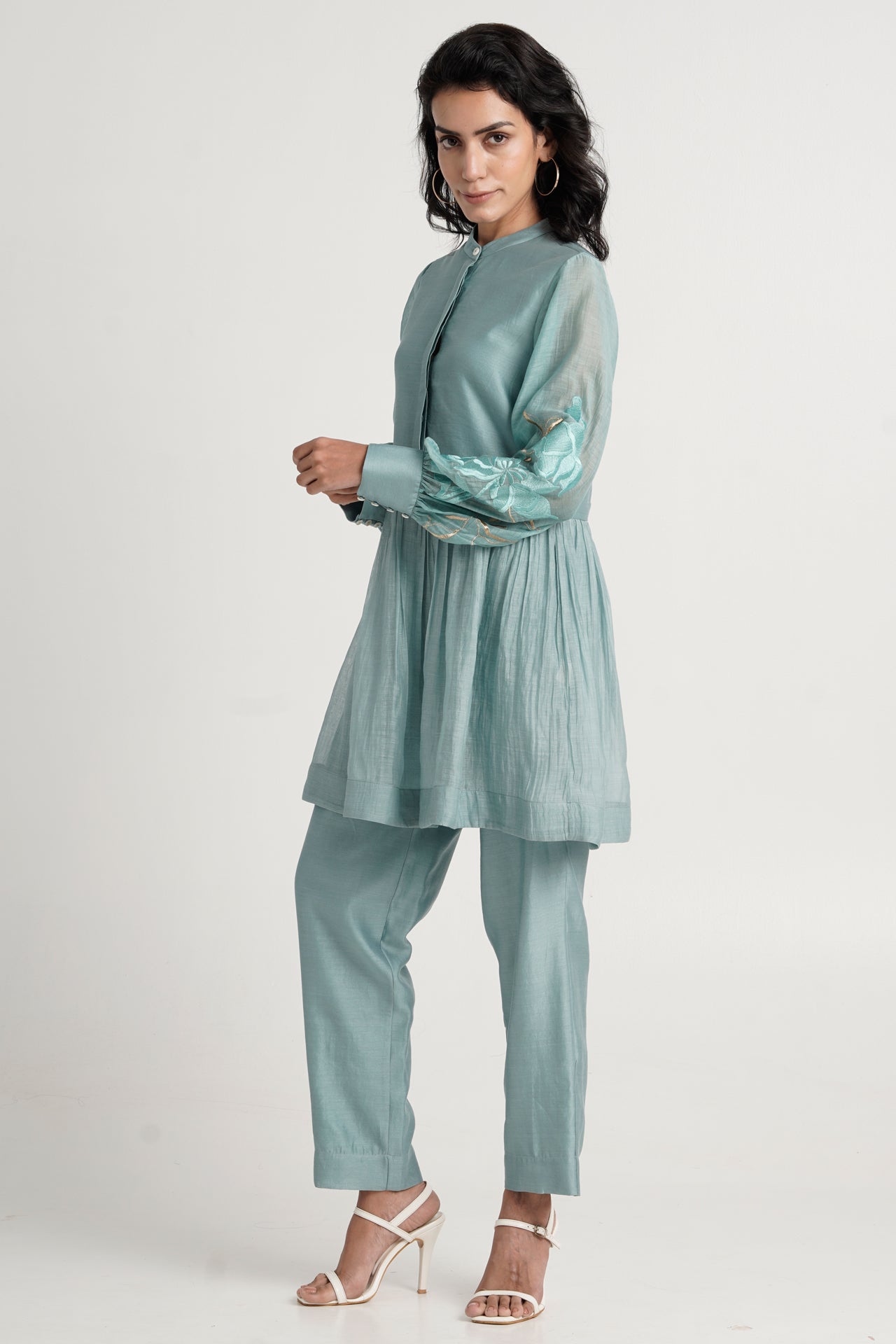 Aqua Abe 2.0 - Micro-gathered Peplum Tunic Set