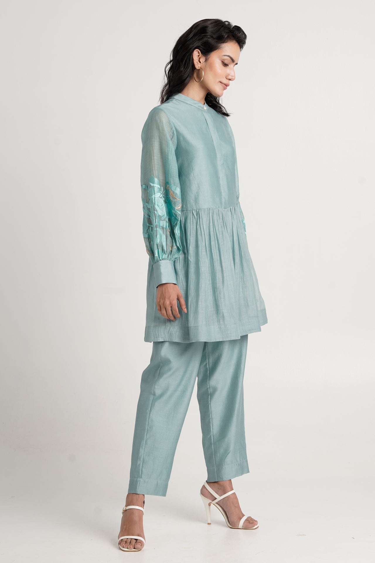 Aqua Abe 2.0 - Micro-gathered Peplum Tunic Set