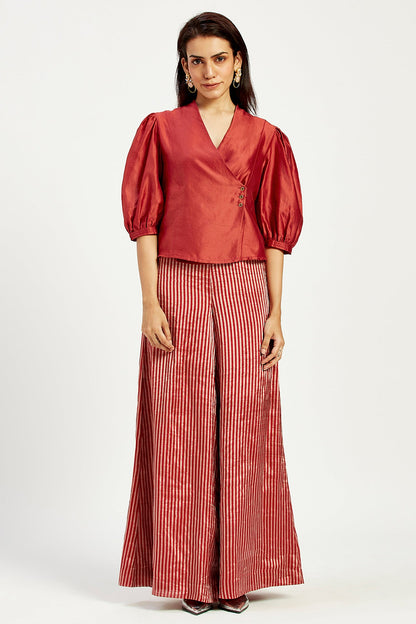 Agra 2.0 - Box Pleated Waistcoat + Folksy Wrap Top + Retro Flared Pants