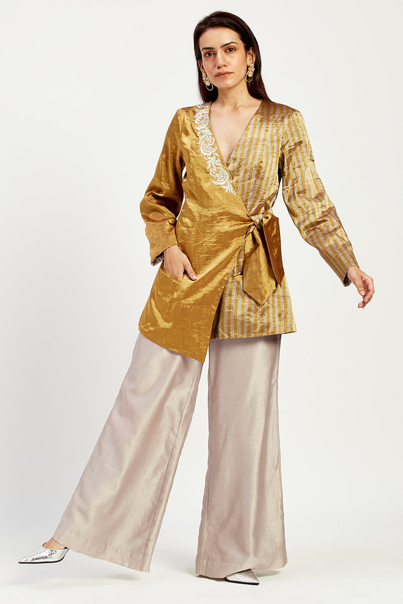 Cusco - Golden Bow Blazer + Wide Leg Pants