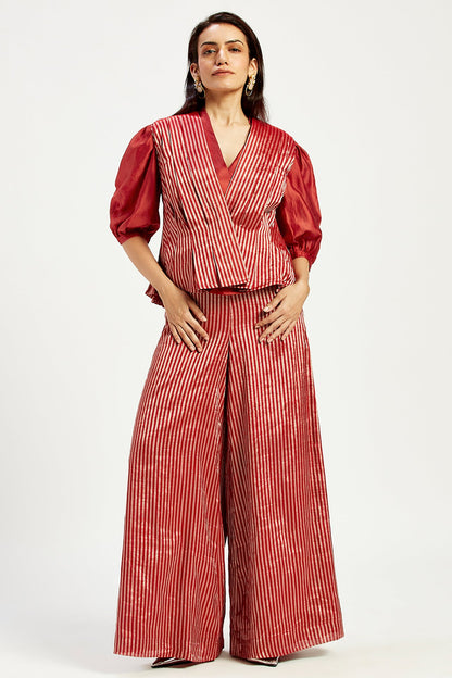 Agra 2.0 - Box Pleated Waistcoat + Folksy Wrap Top + Retro Flared Pants