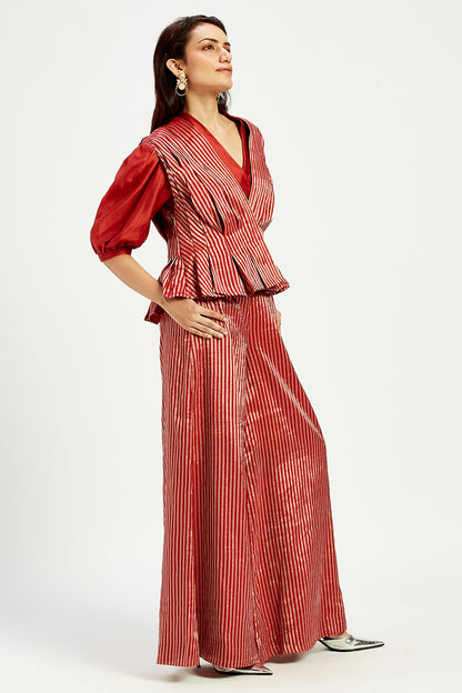 Agra 2.0 - Box Pleated Waistcoat + Folksy Wrap Top + Retro Flared Pants