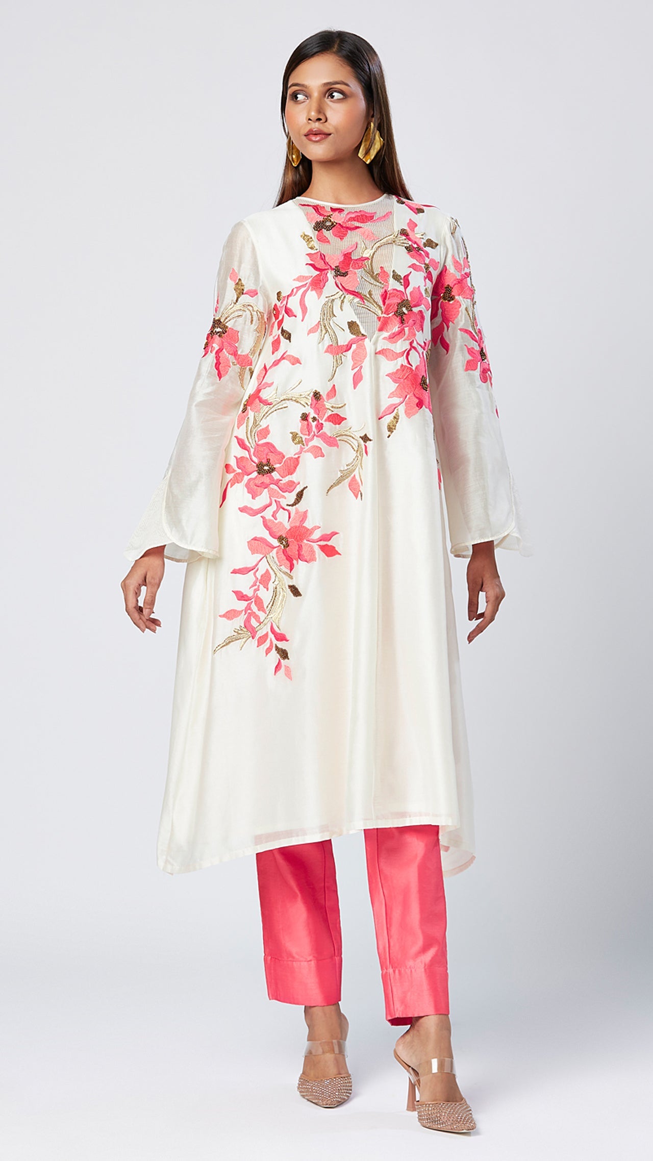 Eira - Coral Floral Tunic + Pant Set