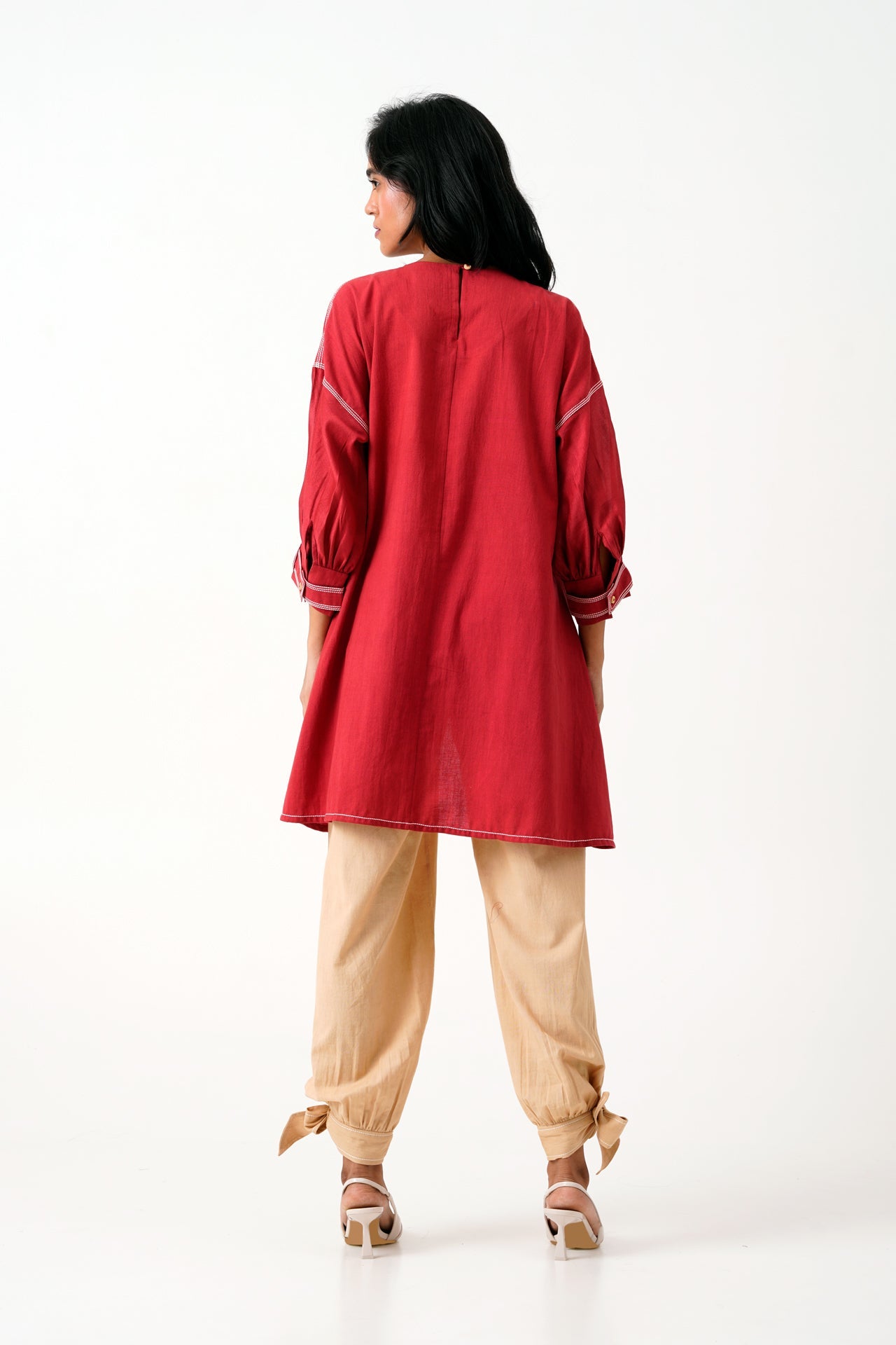 Ariel + Eva - Madder Pleated Top + Latte Bow Pant