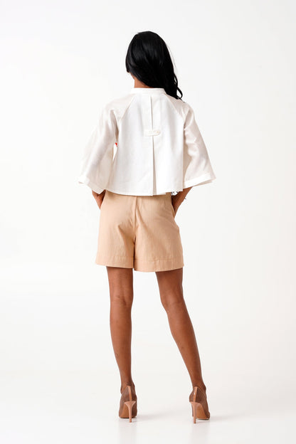 Ivory Zola - Raglan Sleeve Crop Shirt + Shorts