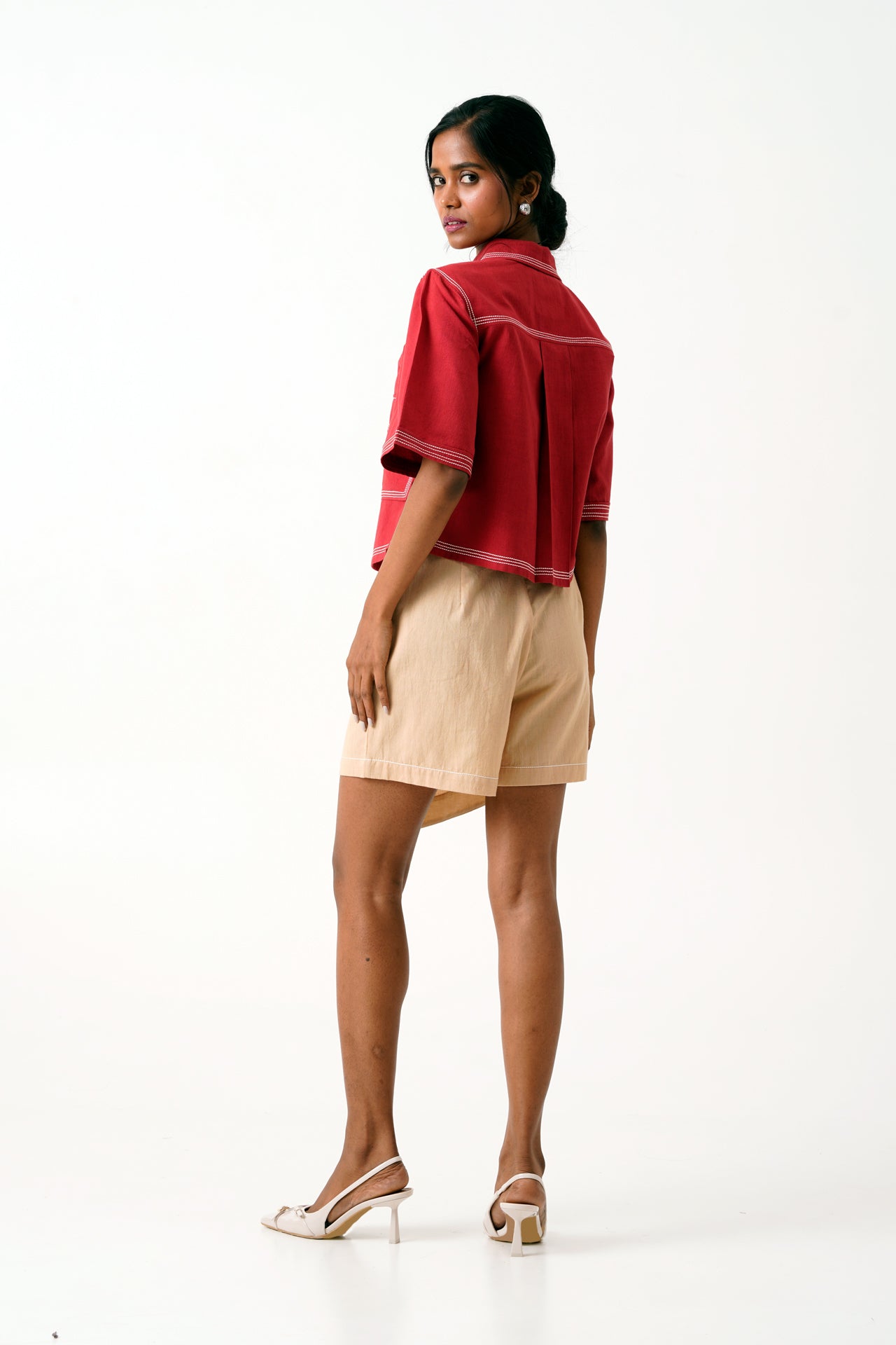 Blake & Tom - Madder Red Pocket Crop Top + Latte Skort