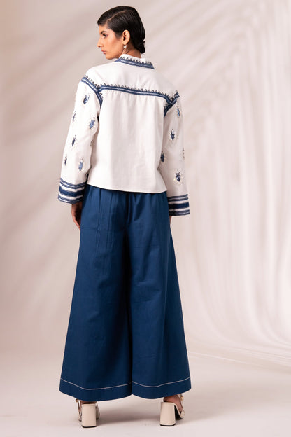 Cosmo Top + Indigo Rico Pleated Culottes