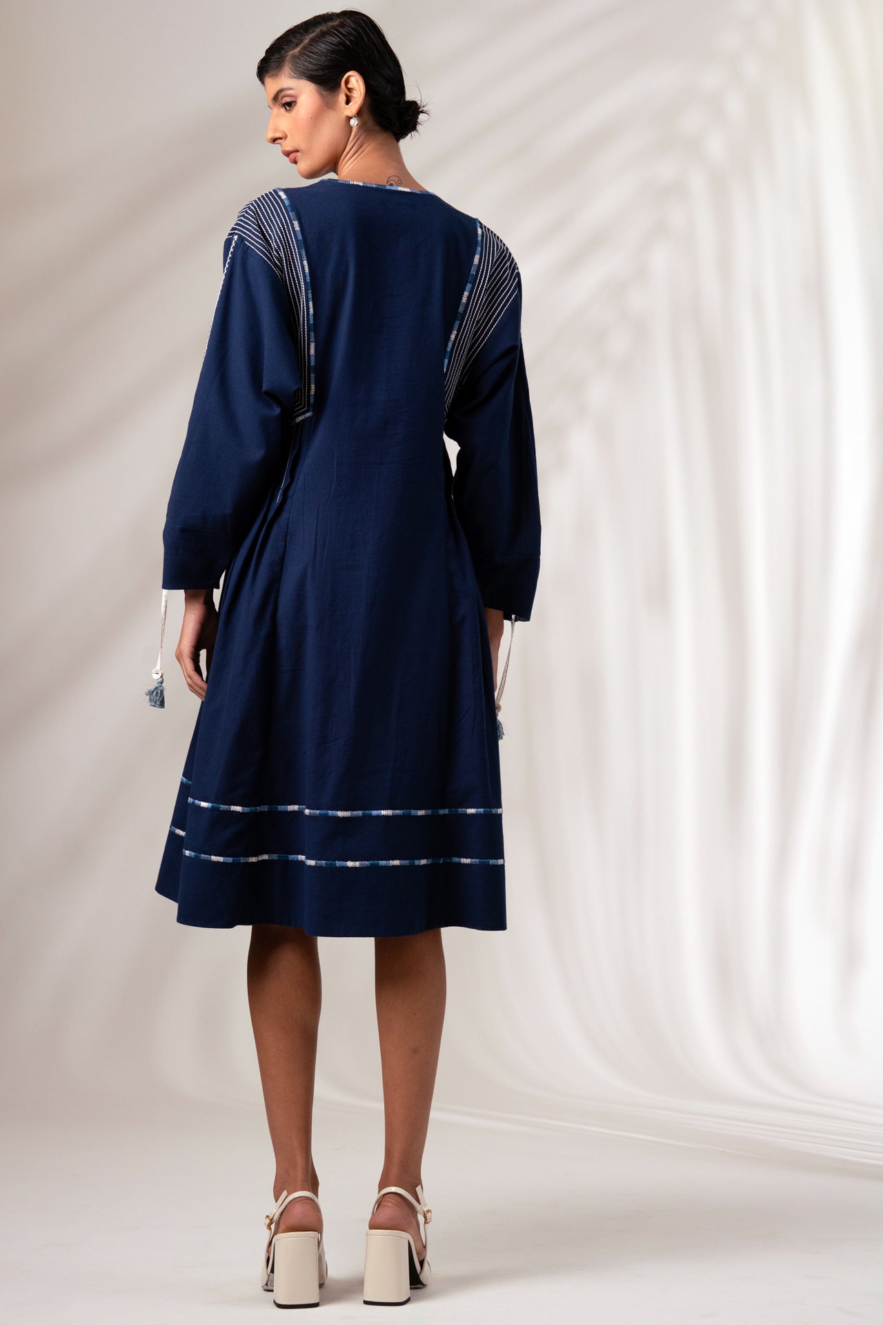 Nixie - Natural Indigo Pinstripe Dress