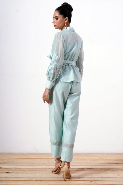 Grace - Mint Wrap Top with Ankle Pants