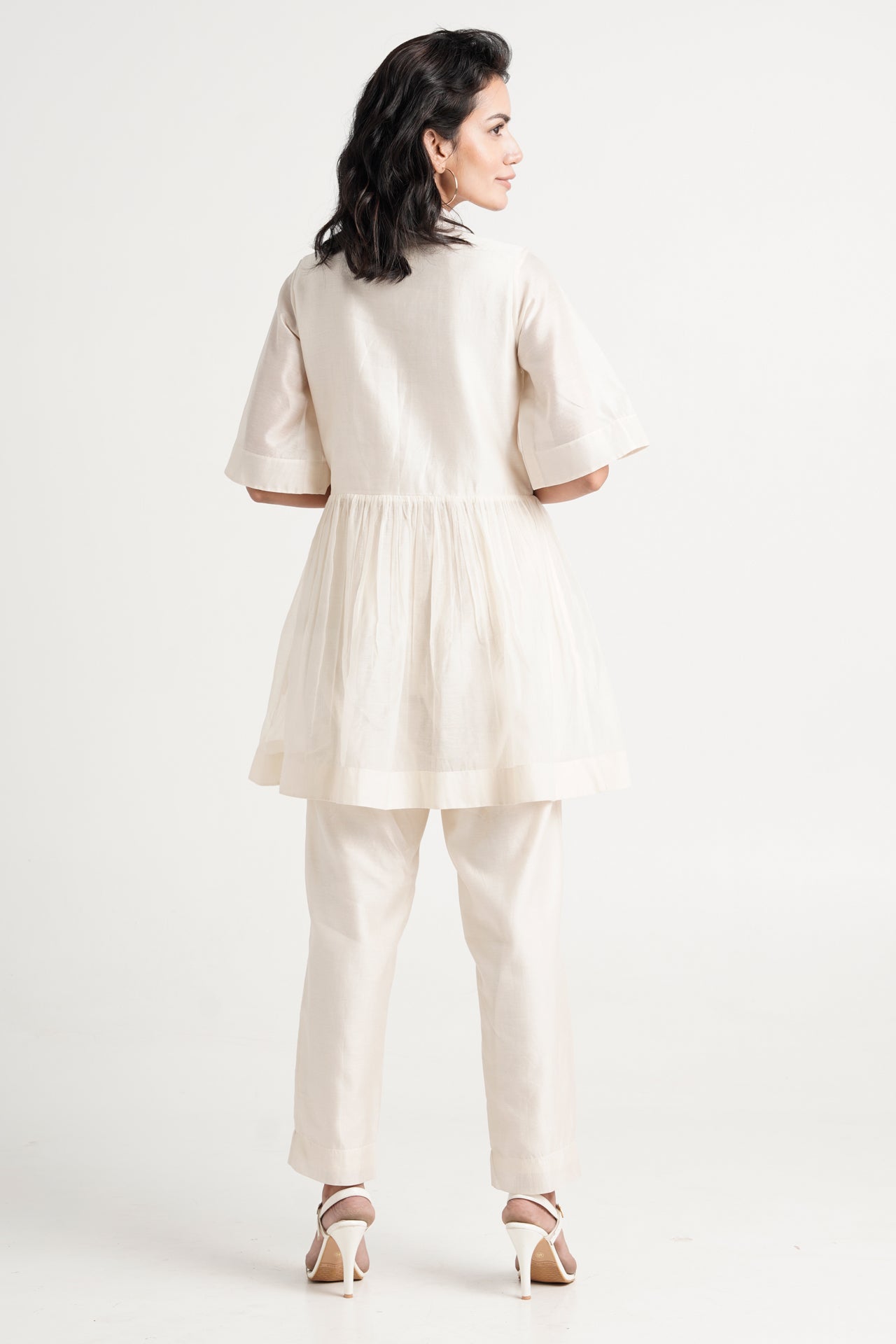 Ivory Abe 2.5 - Tonal Embroidery Peplum Tunic Set