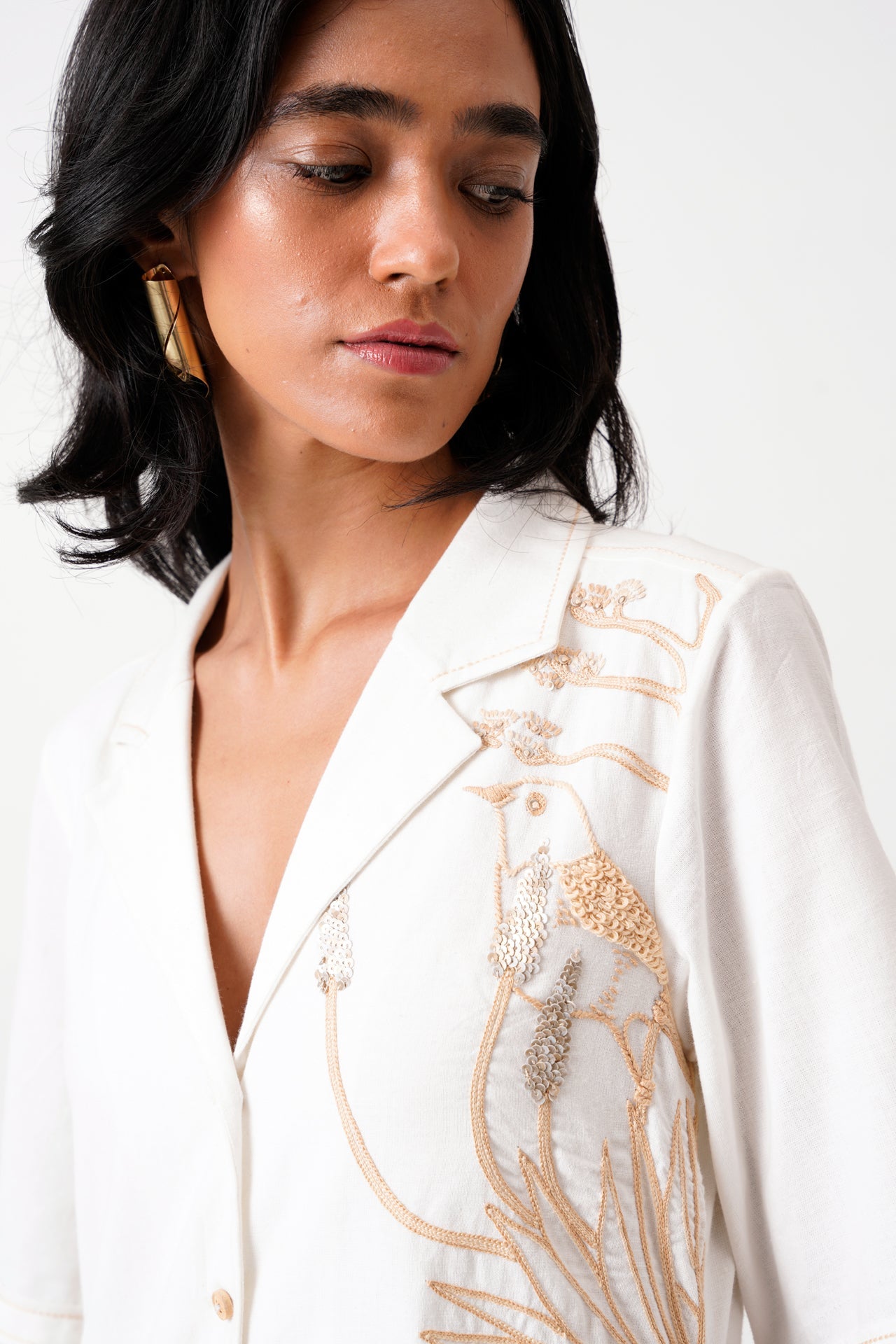 White Taiwo - Embroidered Shirt Dress