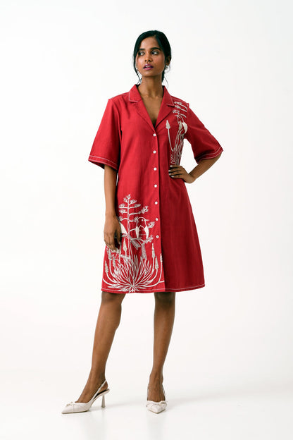 Madder Taiwo - Embroidered Shirt Dress