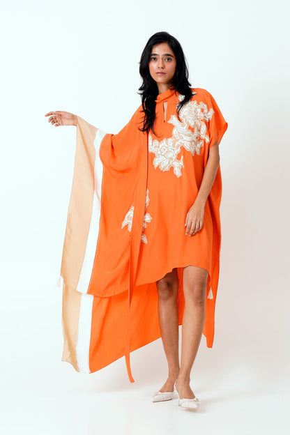 Sunset Orange Nante - Scarf Kaftan Dress