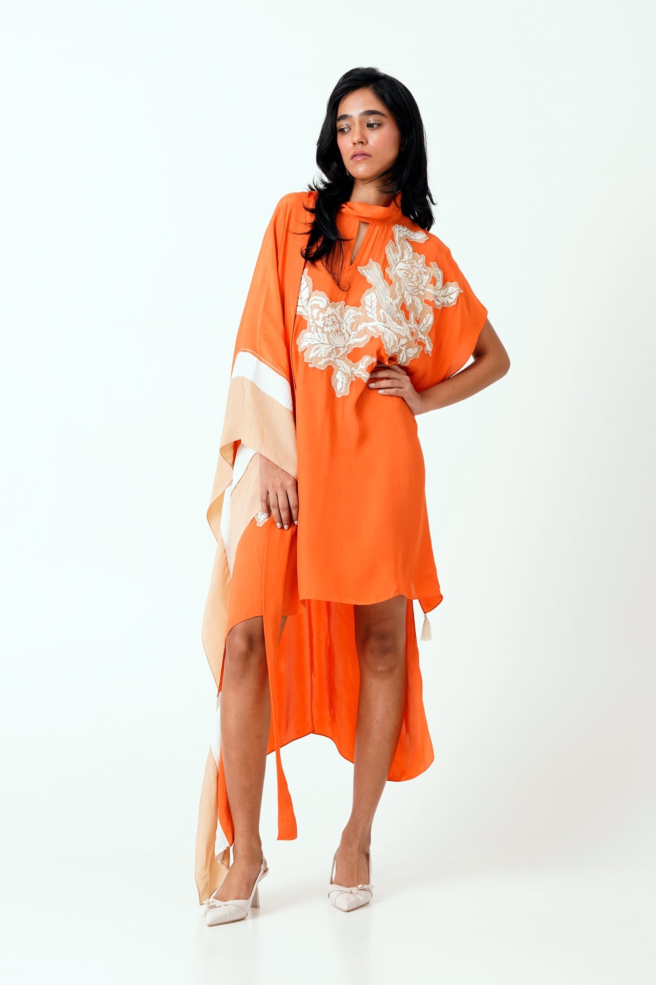 Sunset Orange Nante - Scarf Kaftan Dress