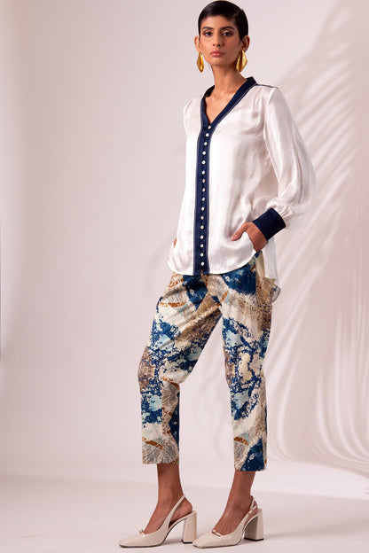 Benita - Back Cut-out Top + Printed Trousers