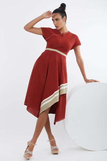 Sumi - Madder Red Trapeze Dress