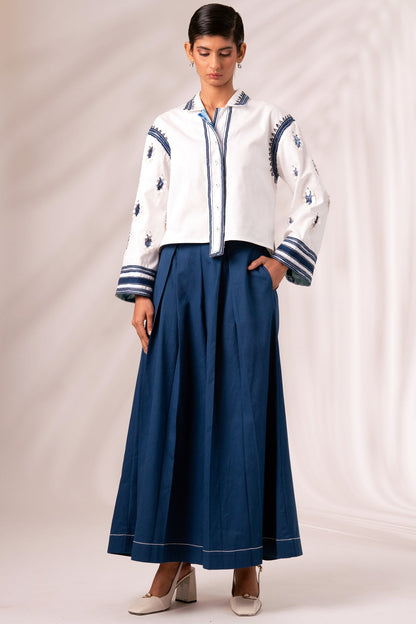 Cosmo Top + Indigo Rico Pleated Culottes