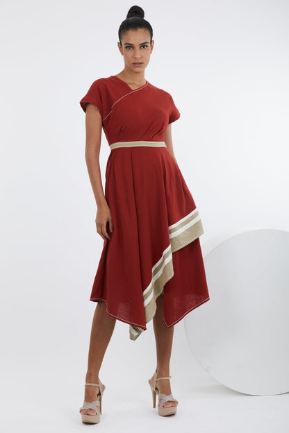 Sumi - Madder Red Trapeze Dress