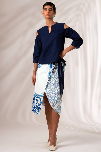 Mia - Wrap Skirt + Indigo Top