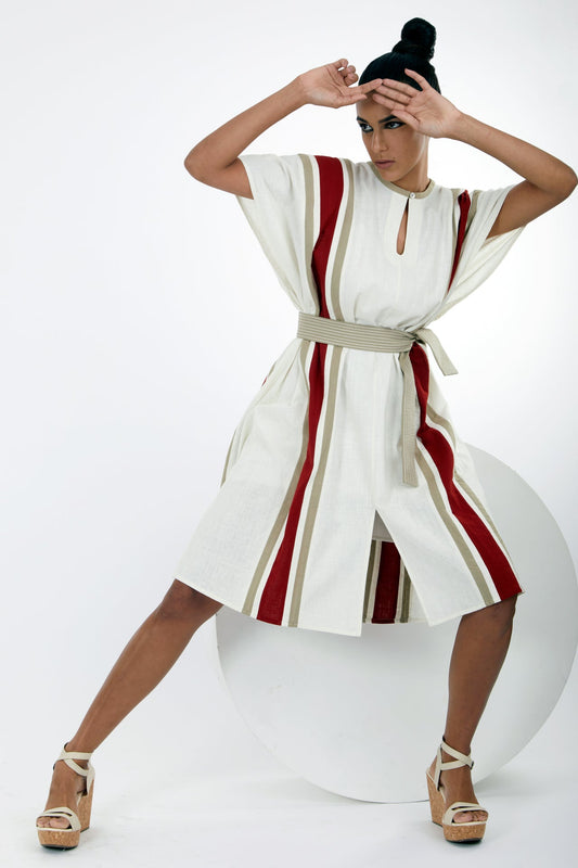 Fubu - Ivory Kaftan Dress with Short Belt