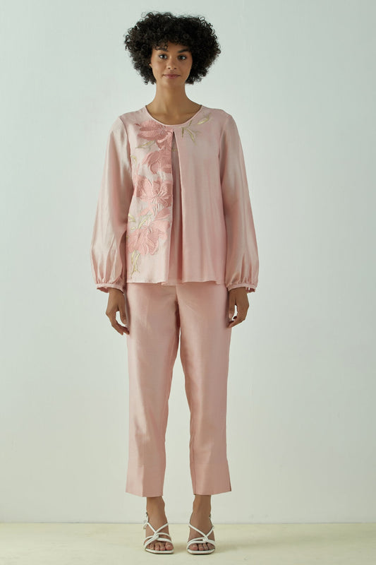 Miriam - Old Rose Demure Top with Ankle Pants