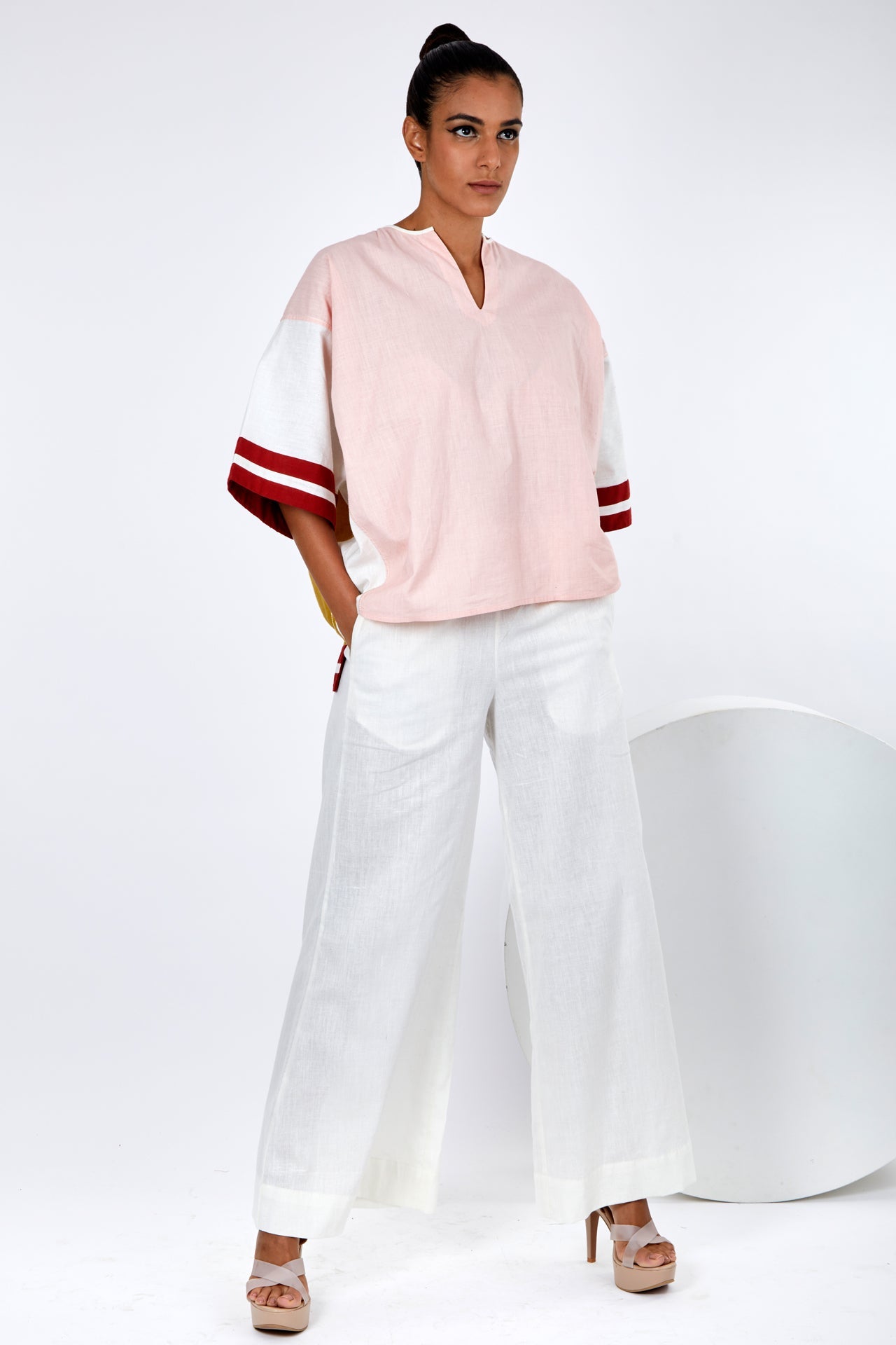 Goro - Panelled Boxy Top + Wide Leg Pants