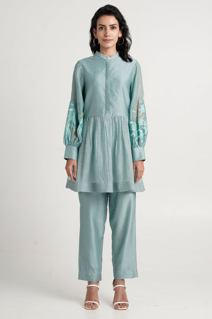 Aqua Abe 2.0  - Micro-gathered Peplum Tunic Set