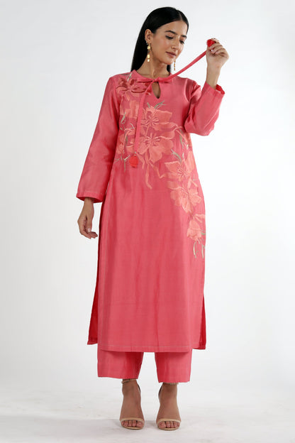 SIYA - Neck Tie-up Kurta Set