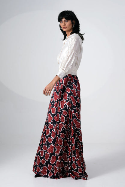 FILIPINA - SHIRT WITH GATHERED BELT AND DIVIDED SKIRT