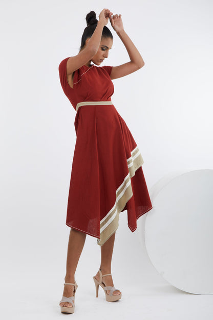 Sumi - Madder Red Trapeze Dress