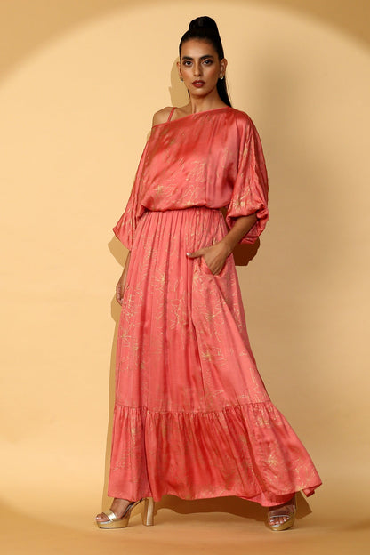 Diana - Fall Shoulder Evening Maxi Dress